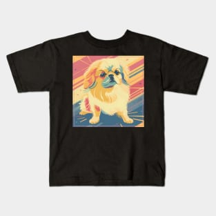 Retro Pekingese: Pastel Pup Revival Kids T-Shirt